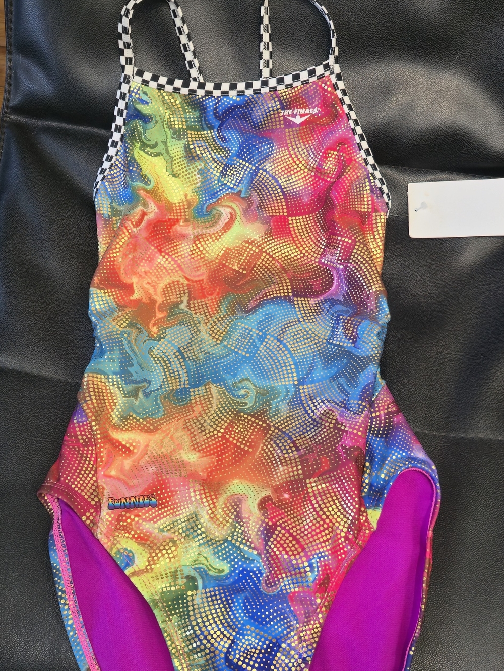 TYR Multicolor Marble One-Piece Swimsuit with Checkerboard Trim